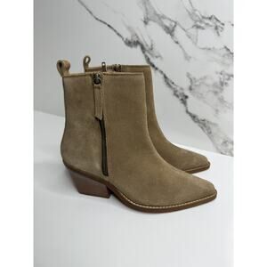 NEW HOUSE OF HARLOW 1960 7.5 Taupe Suede Western Booties BLOCK HEEL Cowgirl